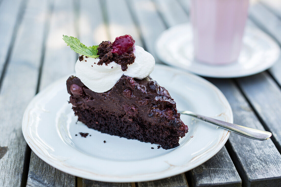 Piece of cake, cafe Sommerliebe in Carwitz near Feldberg, Mecklenburg lakes, Mecklenburg lake district, Mecklenburg-West Pomerania, Germany, Europe