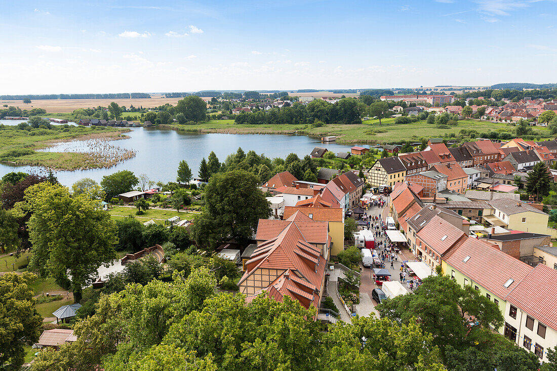 View from the church Marienkirche, Röbel, old town, Mecklenburg lakes, Mecklenburg lake district, Röbel, Mecklenburg-West Pomerania, Germany, Europe