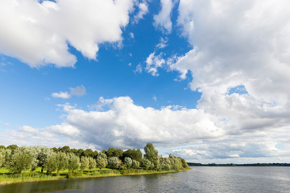 Lake Röggeliner See, swimming sport, forest, clouds, Biosphere Reserve Schaalsee, Mecklenburg lake district, Klocksdorf, Mecklenburg-West Pomerania, Germany, Europe