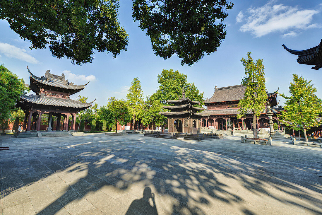 Shadows on the courtyard of King Qian??s Memorial Site.