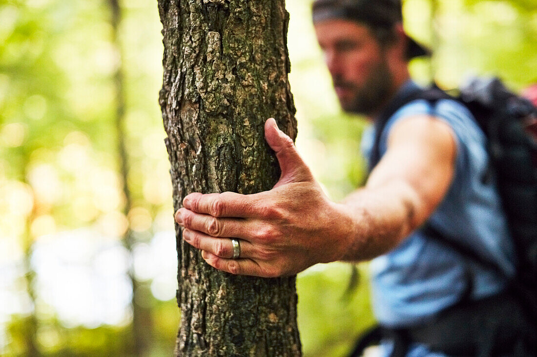 A Man Hikes Along The Appalachian Trail