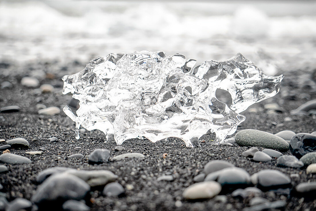 Chunks Of Ice On The Beach Of Jokulsarlon, Iceland