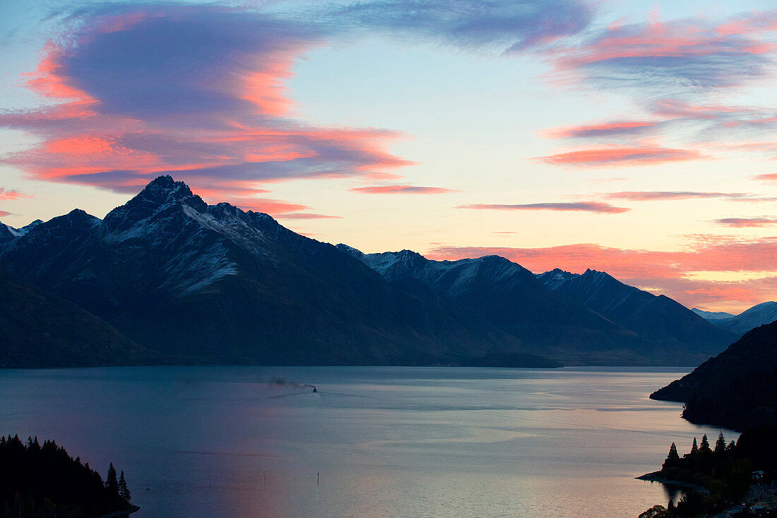 An Oceanic View Of Queenstown After Sunset