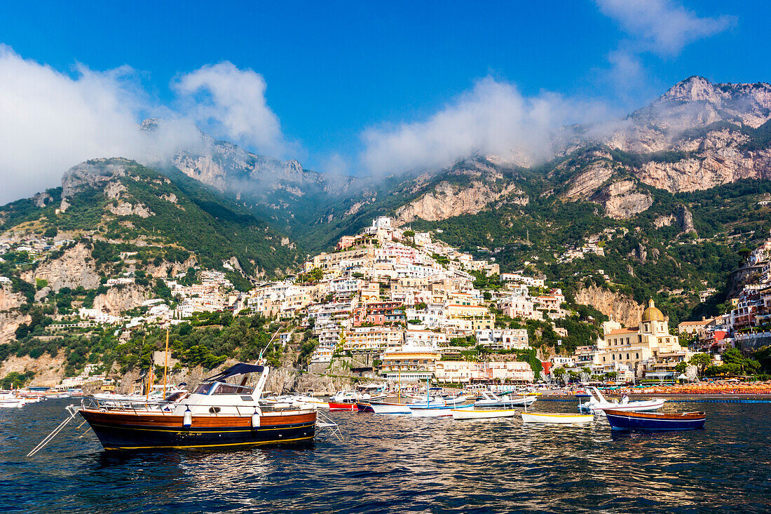 Positano, Kampanien, Salerno, schöne Stadt an der Amalfiküste