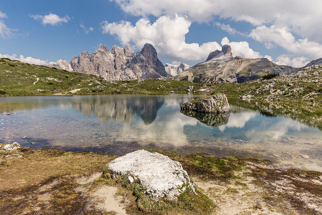 Sources of Rienza river, Natural Park Three Peaks, Sesto Pusteria, Bolzano district, South Tyrol, Italy, Europe