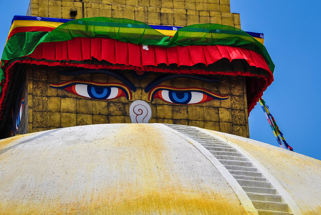 Augen von Buddha, Bouddhanath Stupa, Kathmandu, Nepal, Asien