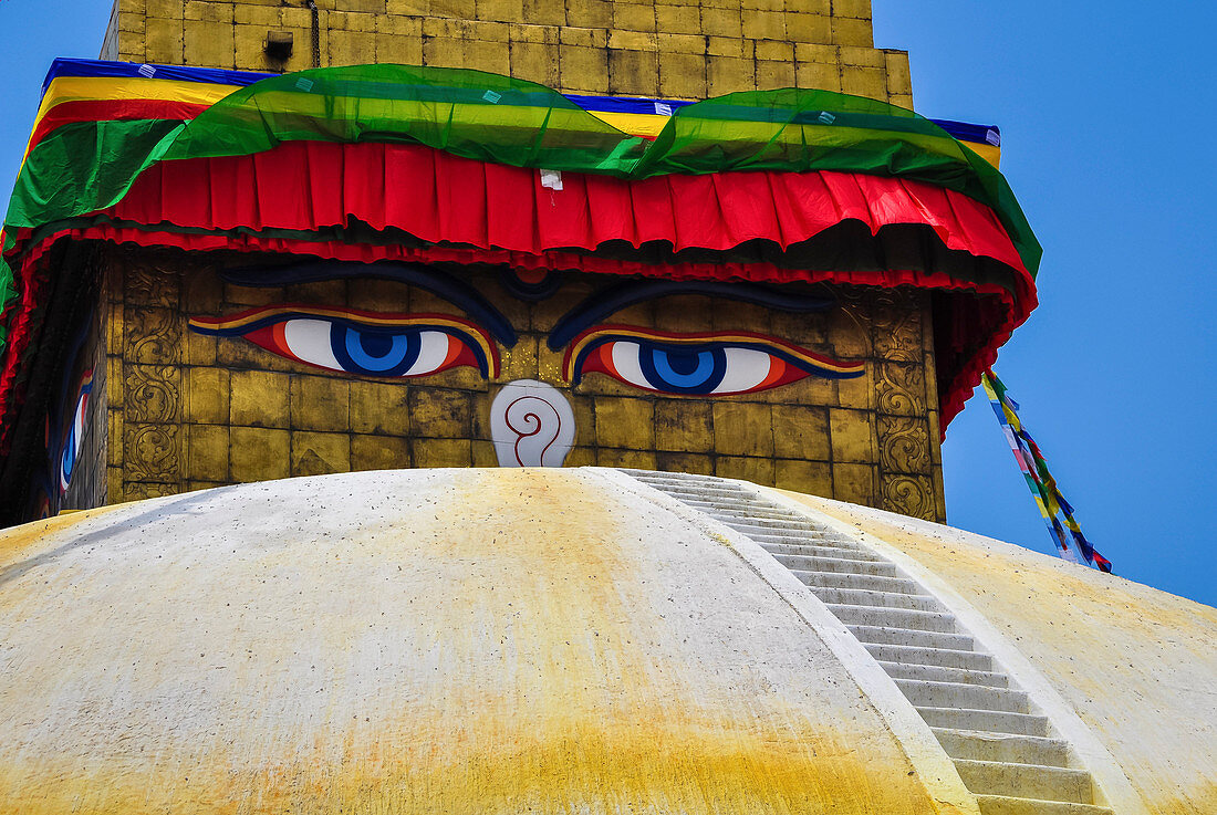 Eyes of Buddha, Bouddhanath stupa, Kathmandu, Nepal, Asia