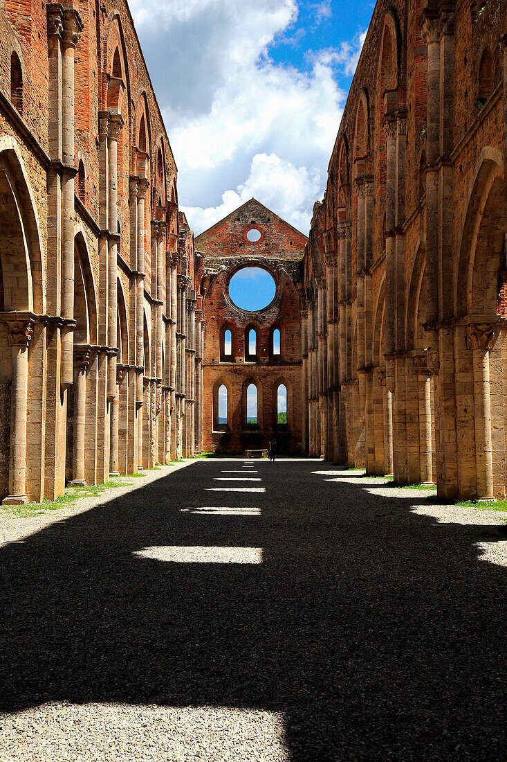Abtei von San Galgano, Chiusdino Dorf, Siena Bezirk, Toskana, Italien