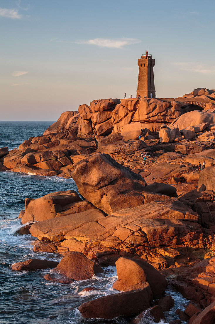Ploumanach lighthouse at sunset,  Perros-Guirec, Côtes-d'Armor, Brittany, France