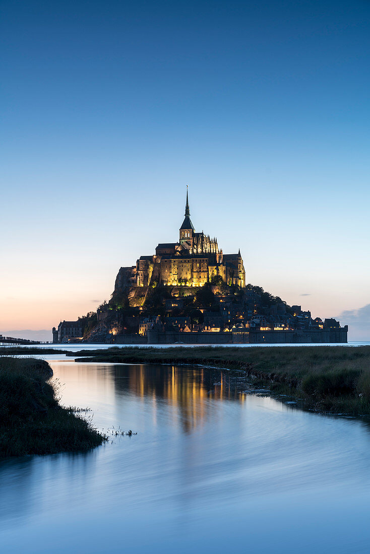 High tide at dusk,  Mont-Saint-Michel, Normandy, France