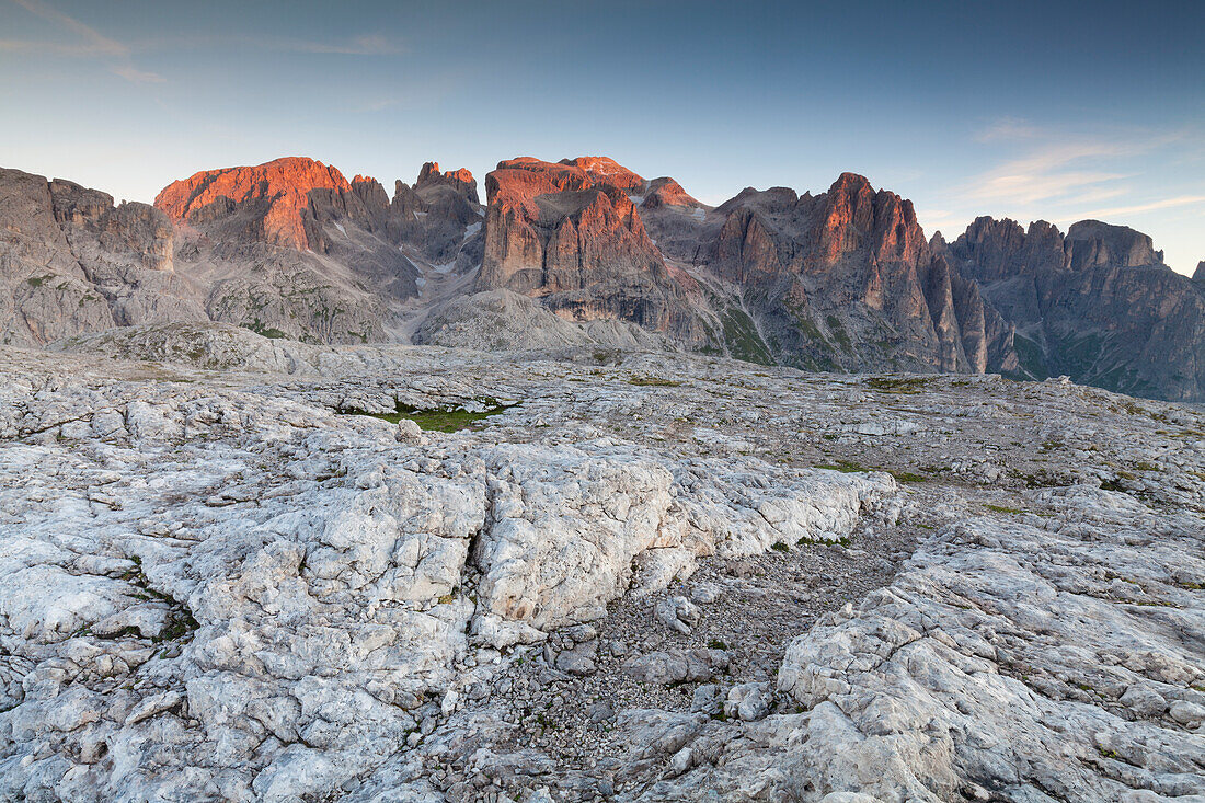 Plateau of Pale of San Martino, San Martino di Castrozza, Trento province, Dolomites, Trentino Alto Adige, Italy, Europe,  Plateau at sunrise