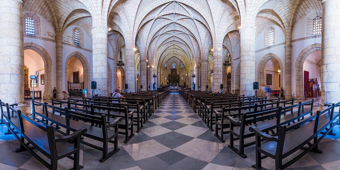 Colonial Zone , Ciudad Colonial , Santo Domingo, Dominican Republic,  Inside view of the Basilica Cathedral of Santa Maria la Menor , Catedral Primada de America