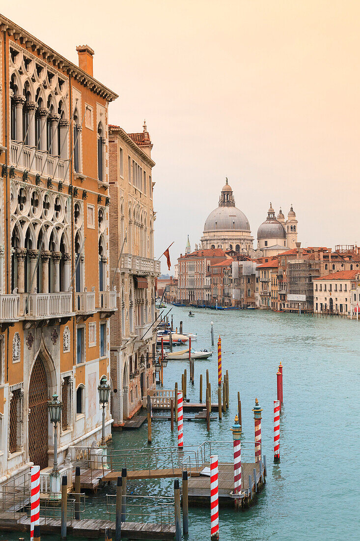 Europe, Italy, Veneto, Venice,  Iconic view of the Gran Canal from the Accademia bridge