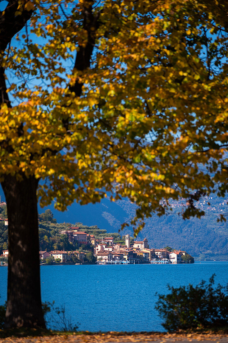 Carzano village in Iseo lake, Brescia province, Italy, Lombardy district, Europe