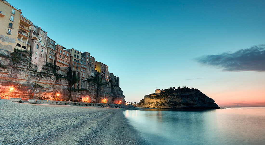 Tropea, Calabria, Italy, The famous Isola di Tropea after the sunset
