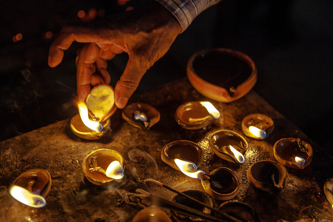Oil Lamp Offering At Kamakhya Temple In Assam