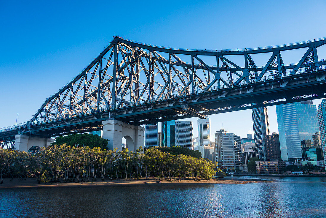 Iron train bridge (Story Bridge) across Brisbane River, Brisbane, Queensland, Australia, Pacific