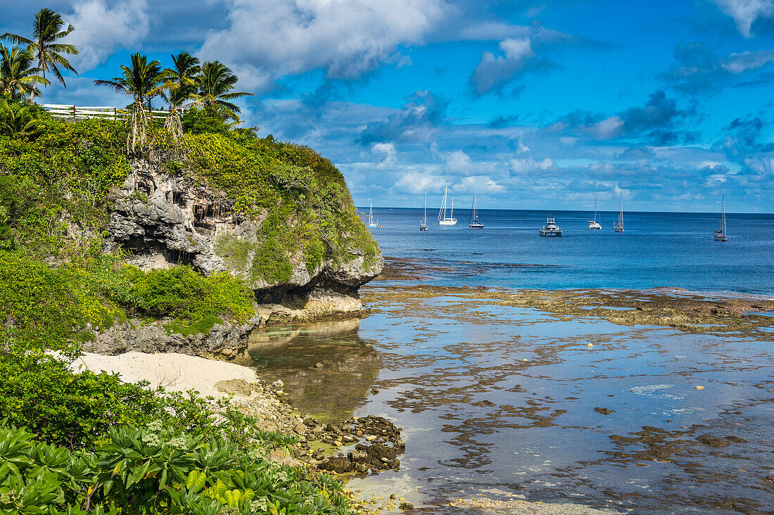 Sailing boats in the harbour of Niue, South Pacific, Pacific