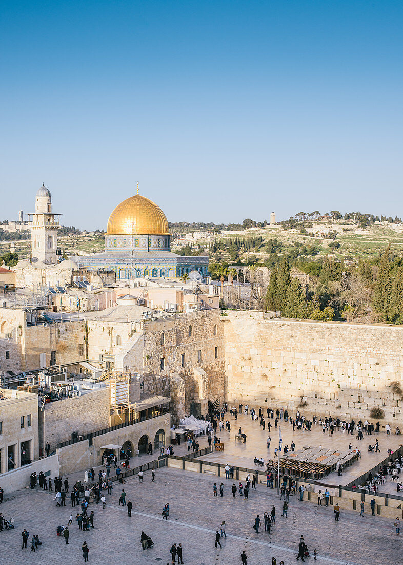 Temple Mount, Dome of the Rock, Redeemer Church and Old City in Jerusalem, Israel, Middle East