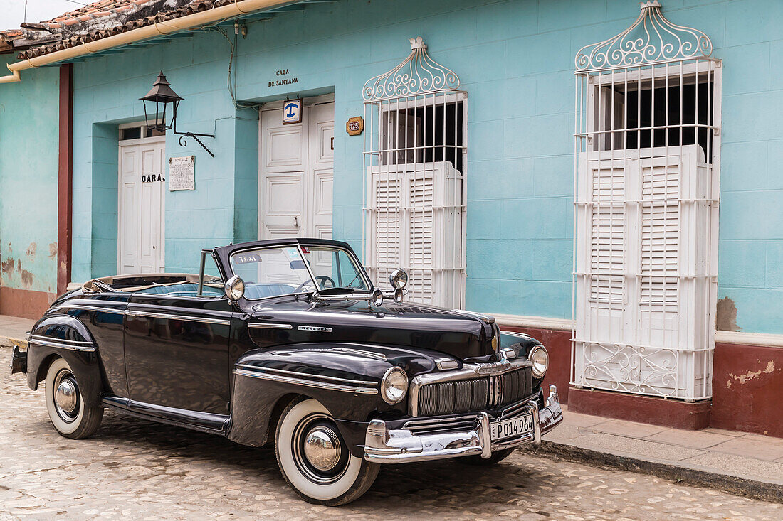 A vintage 1948 American Mercury Eight working as a taxi in the town of Trinidad, UNESCO World Heritage Site, Cuba, West Indies, Caribbean, Central America