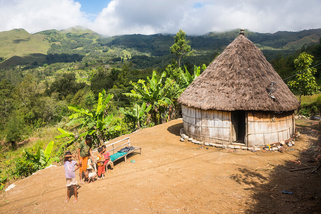 Traditional house in the mountains of Maubisse, East Timor, Southeast Asia, Asia