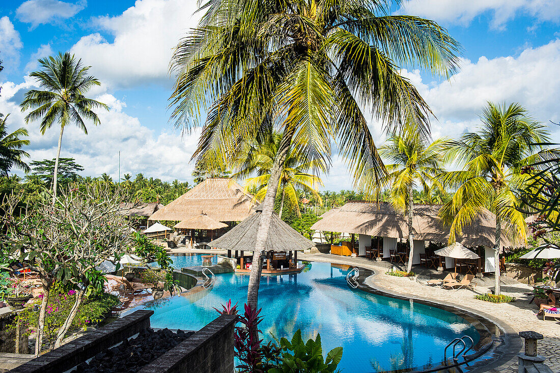 Beautiful swimming pool, Kamandalu Ubud resort, Ubud, Bali, Indonesia, Southeast Asia, Asia