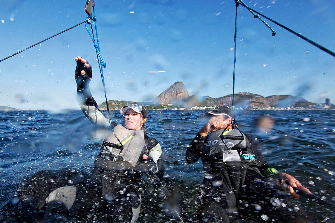 Rio de Janeiro Olympic Test Event - F?®d?®ration Fran?ºaise de Voile. Nacra17, Billy Besson, Marie Riou.