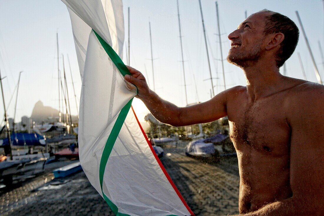 Rio de Janeiro Olympic Test Event - F?®d?®ration Fran?ºaise de Voile.  49er,Emmanuel Dyen, St?®phane Christidis.