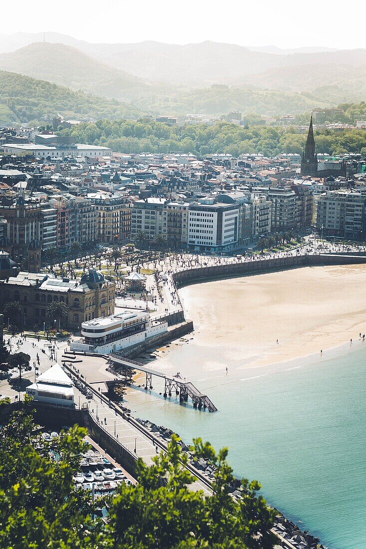 View of Concha beach from Monte Urgull Donostia - San Sebastian, Basque, Spain San Sebastian, Basque Country, Spain