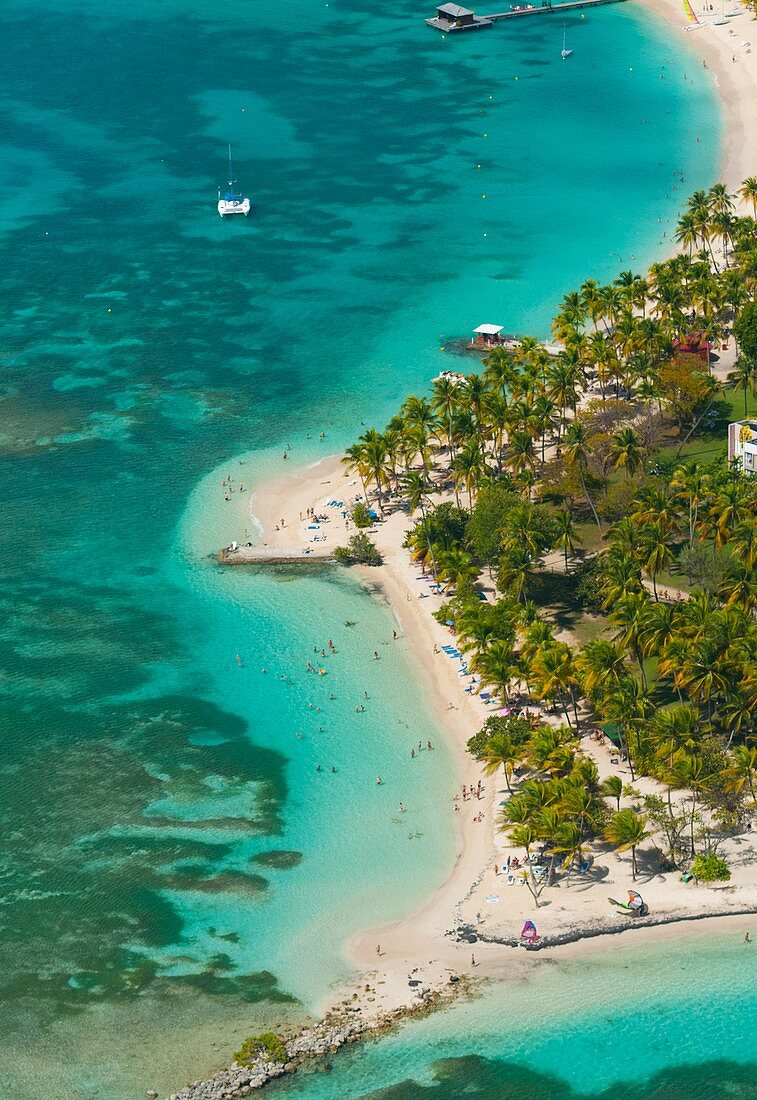 France, Guadeloupe Island, Saint Anne, Caravelle beach (aerial view)