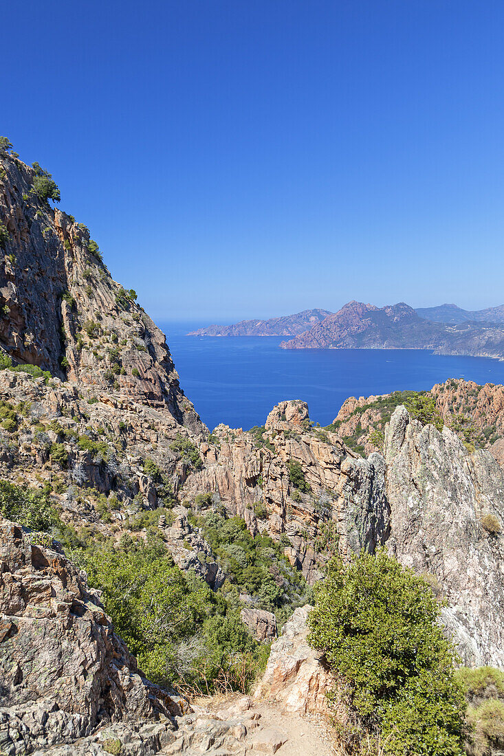 View over the Calanche and the Golf of Porto, between Porto and Piana, West Corsica, Corsica, Southern France, France, Southern Europe, Europe