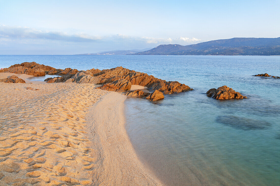 Beach in Propriano, South Corsica, Corsica, Southern France, France, Southern Europe, Europe