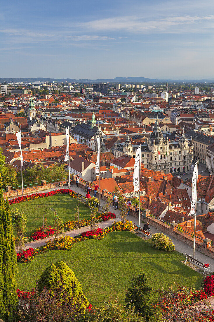 Blick vom Schloßberg auf die Altstadt von Graz, Steiermark, Österreich, Europa