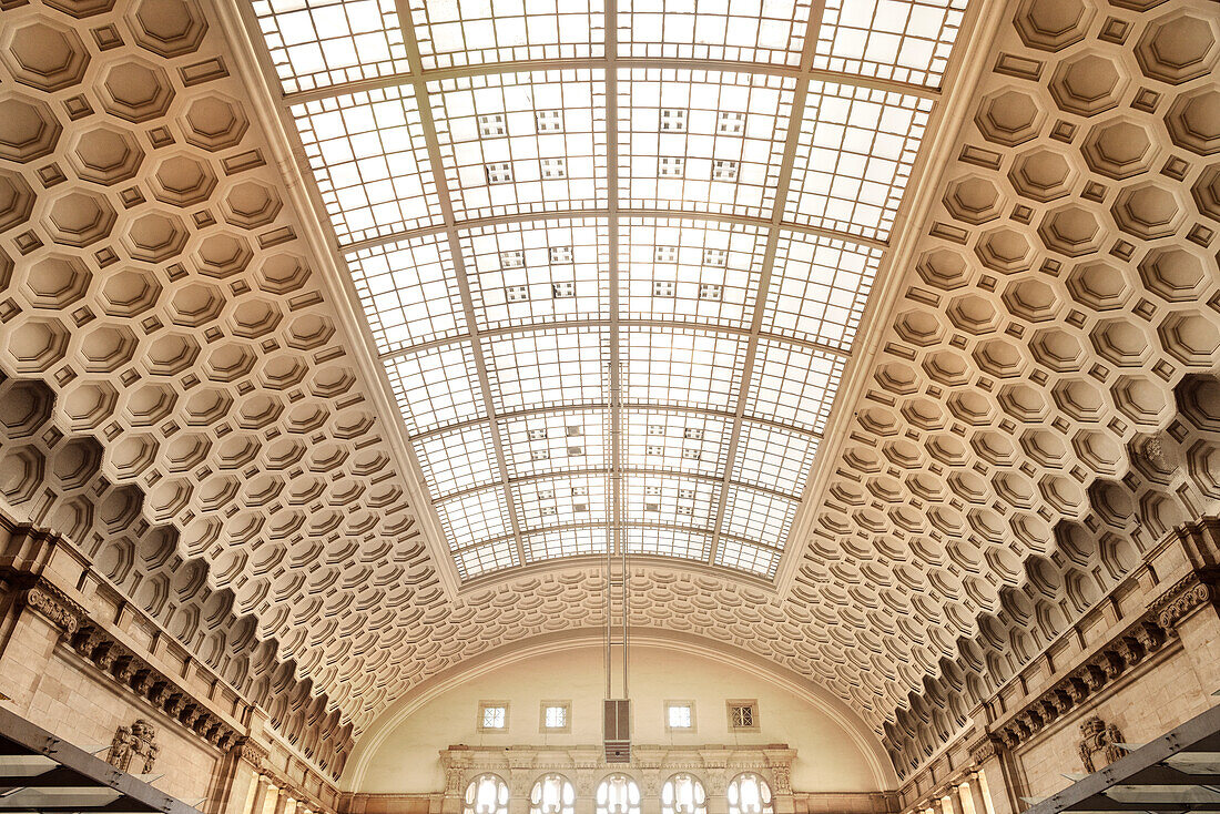 interesting structure of ceiling at main station in Leipzig, Saxony, Germany