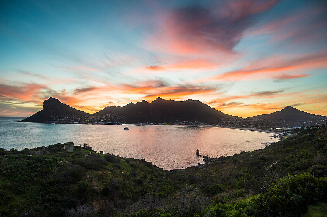 Hout Bay after sunset, Cape of Good Hope, South Africa, Africa