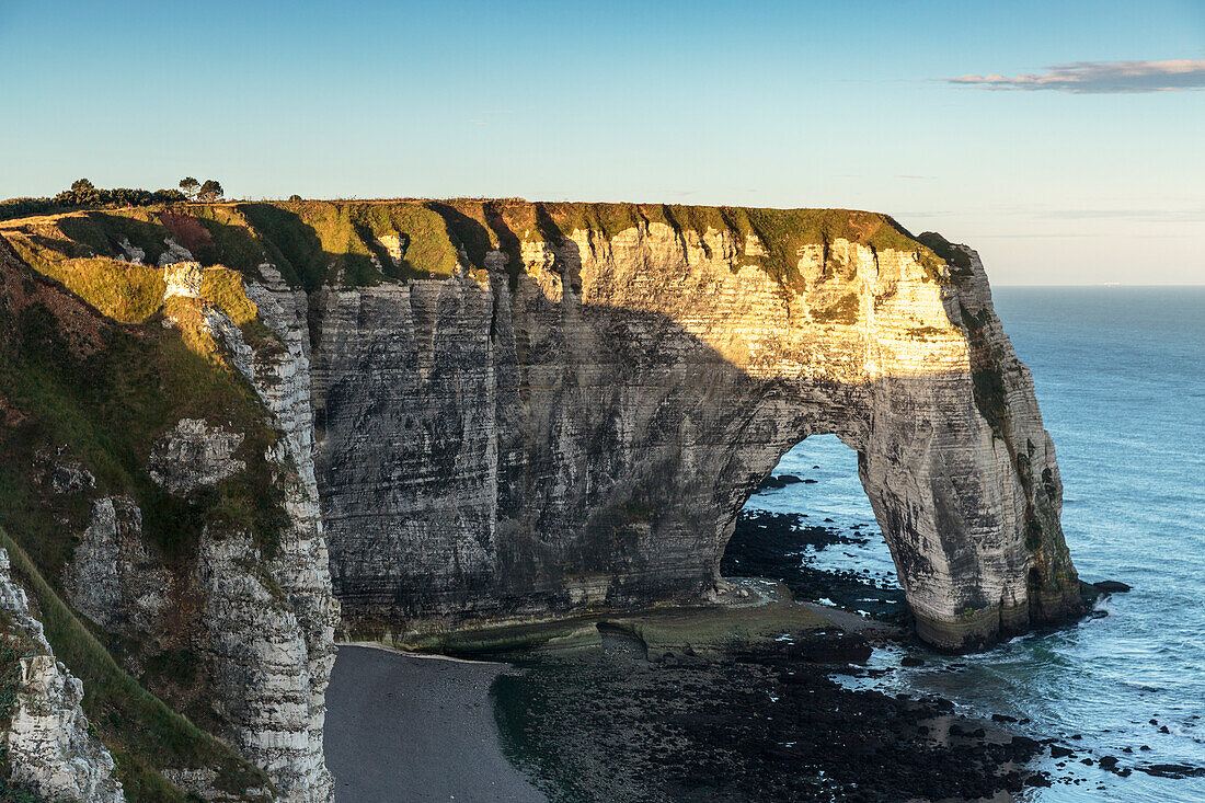 Cliffs seen from Porte d'Aval, Etretat, Normandy, France, Europe
