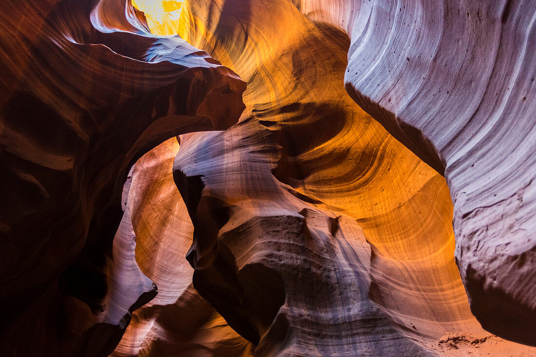 Lights and shadows in Upper Antelope Canyon, Navajo Tribal Park, Arizona, United States of America, North America