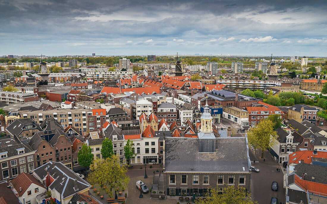 Aerial view of Schiedam, Netherlands, Europe