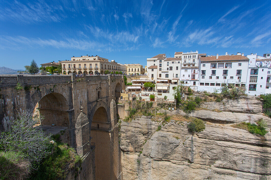 Ansicht von Ronda und Puente Nuevo, Ronda, Andalusien, Spanien, Europa