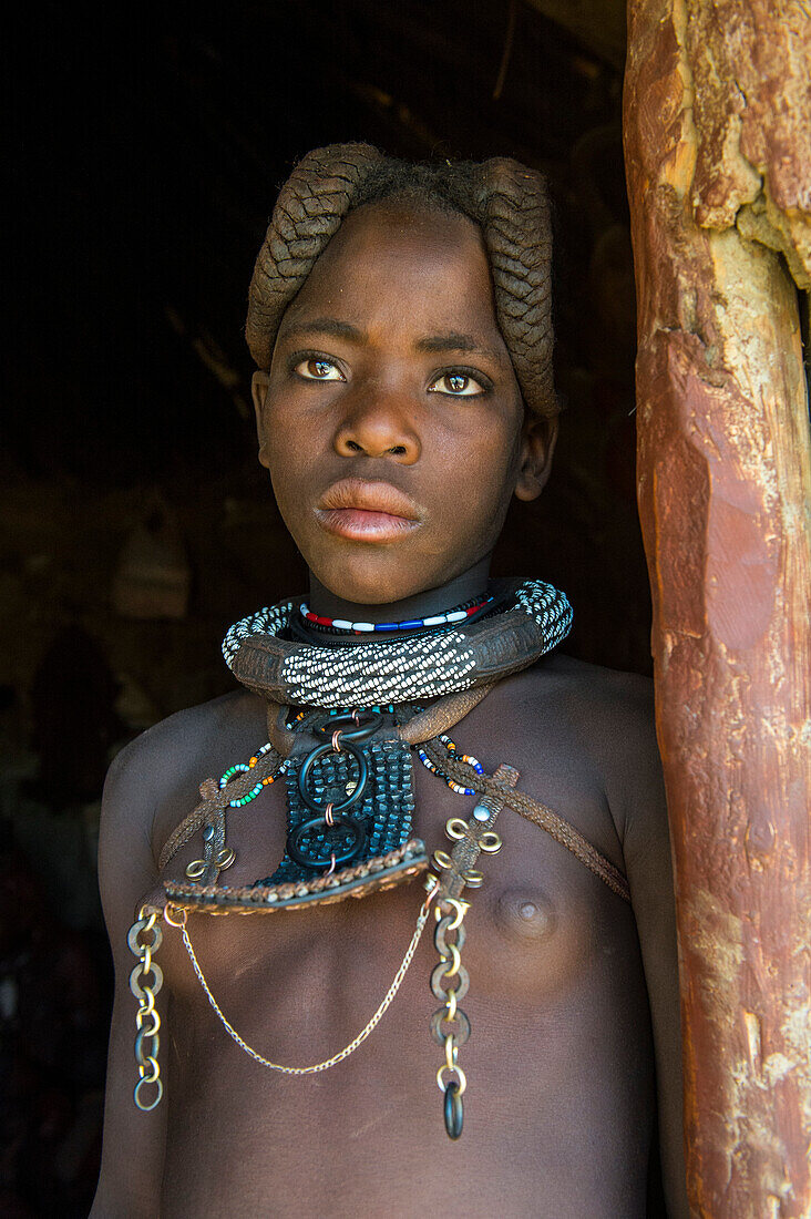 Sehr hübsches Himba Mädchen, Kaokoland, Namibia, Afrika