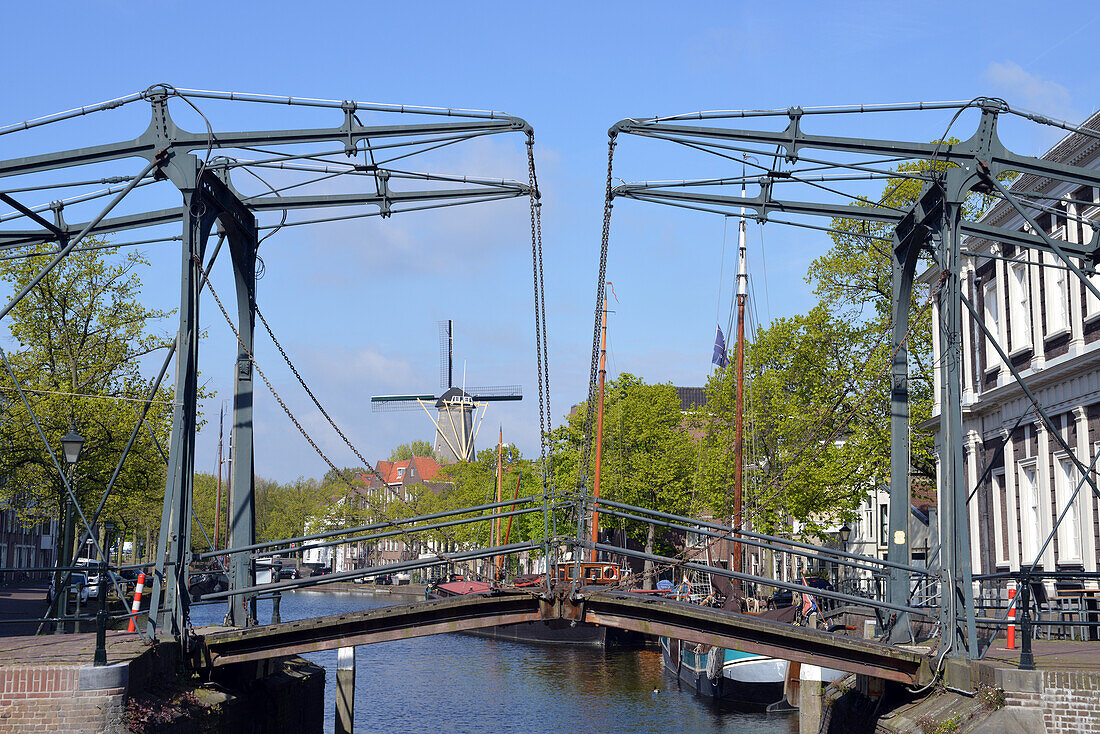 Kanäle und Windmühlen in Schiedam, Niederlande, Europa