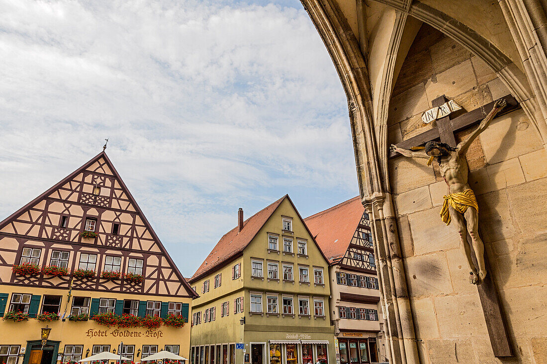 Dinkelsbühl, Bavaria, Germany, Europe, The typical houses in the Dinkelsbuhl