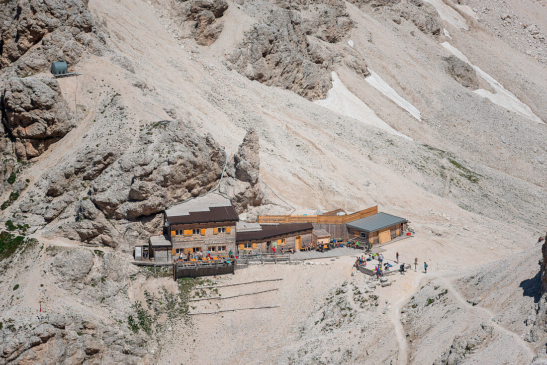 The principe refuge in a summer day, dolomites, Italy