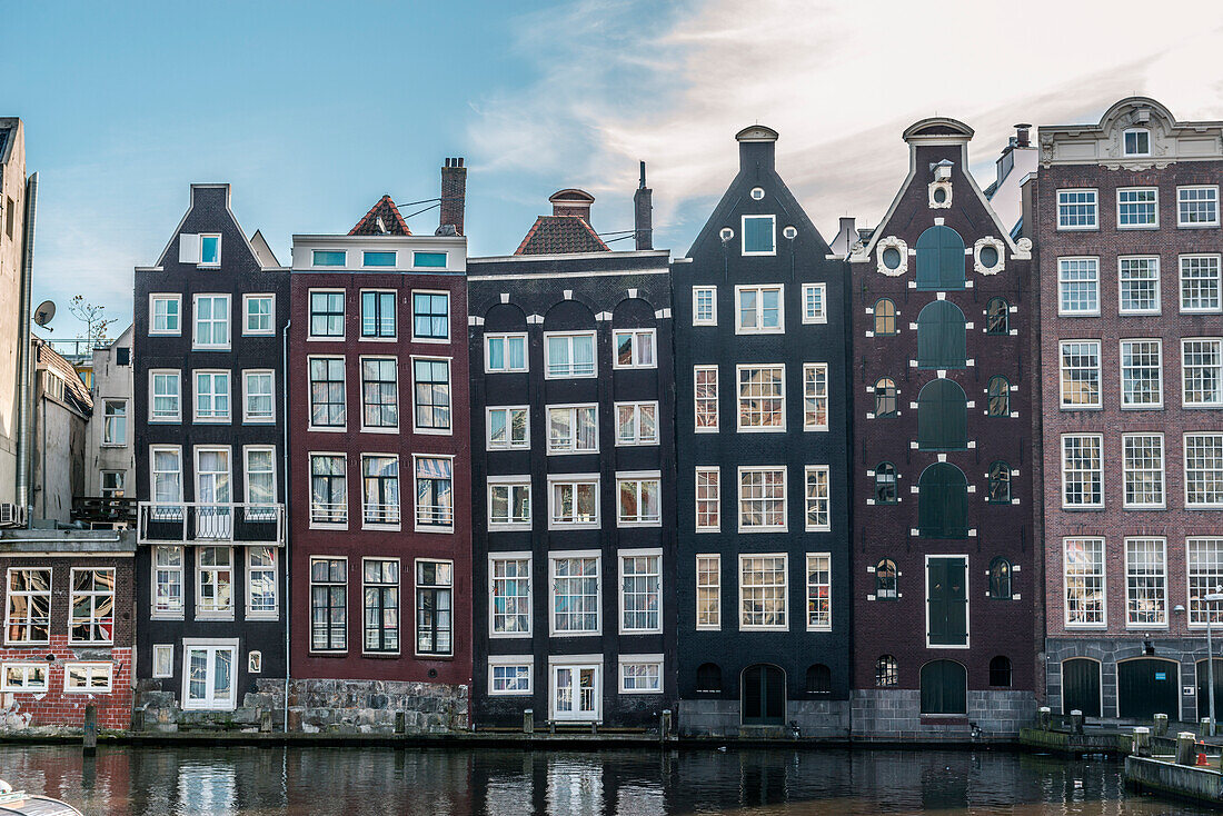 Amsterdam, the Netherlands, Europe, Traditional old buildings reflected in the canal