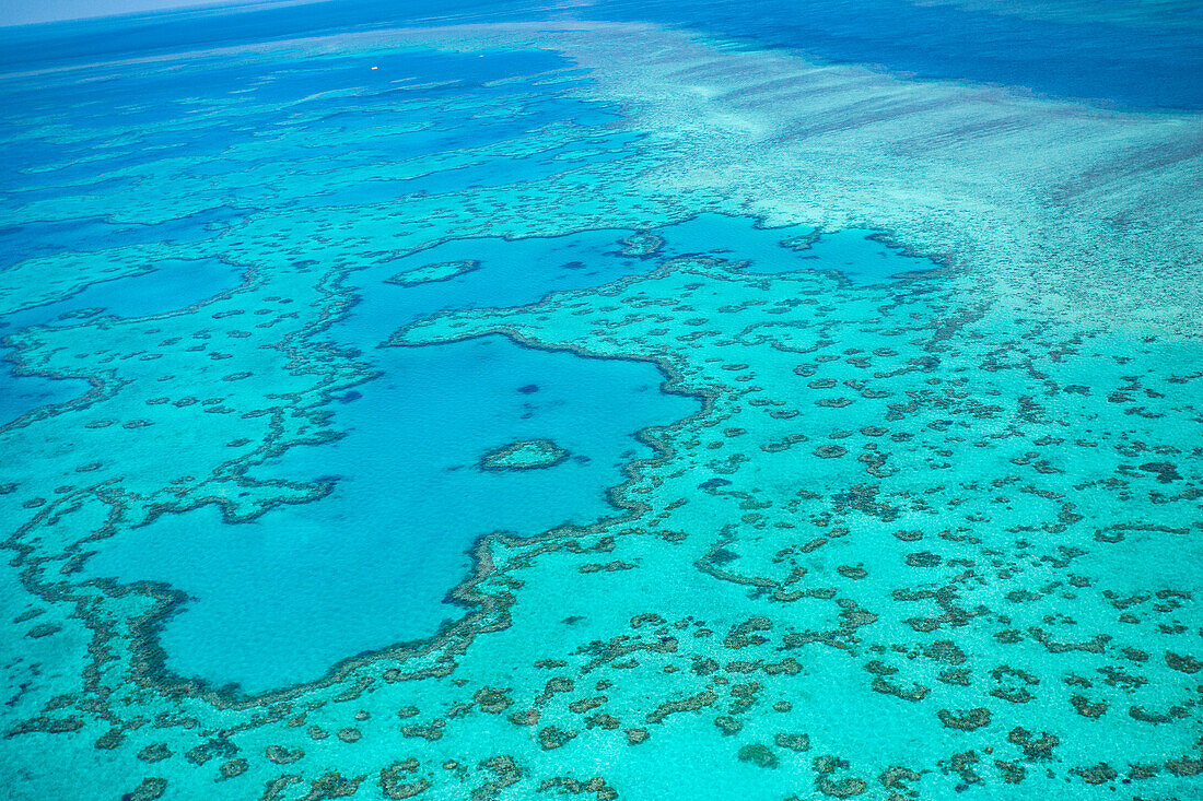 Great Barrier Reef von oben, Queensland, Australien, Herz Riff