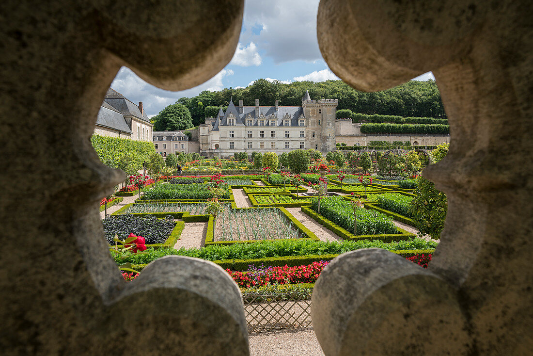 Detail of Villandry castle and its garden, Villandry, Indre-et-Loire, France