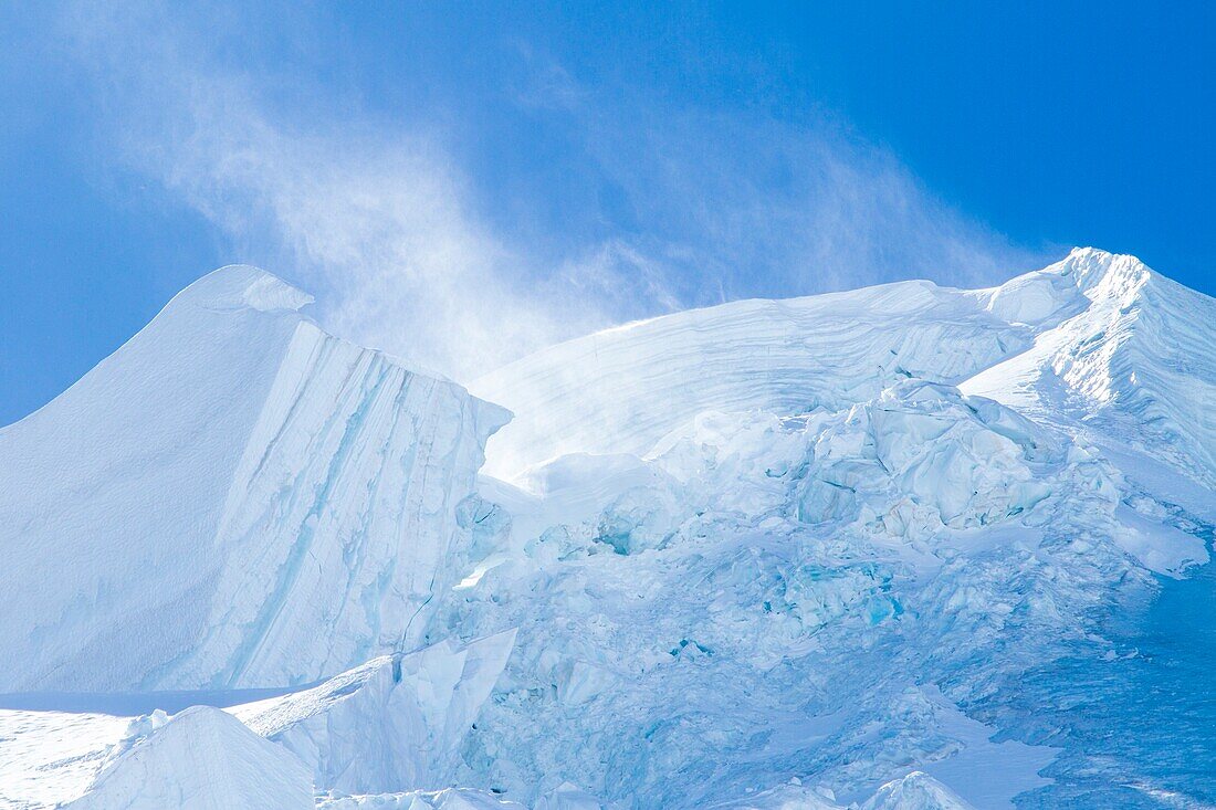 Details of seracs and ice in Bernina grouppe , Swiss Alps