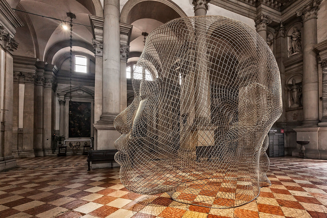 Europe, Italy, Veneto, Jaume Plensa, 56th Art Exhibition of the Venice Biennale, installation inside the Basilica of San Giorgio Maggiore, Venice