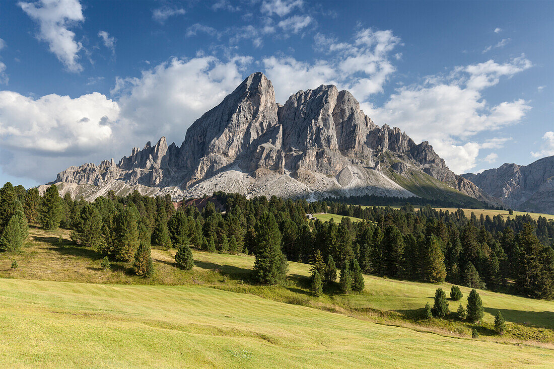 Europe, Italy, South Tyrol, Bolzano, The Sass de Putia , Peitlerkofel, as seen from Passo delle Erbe, Dolomites