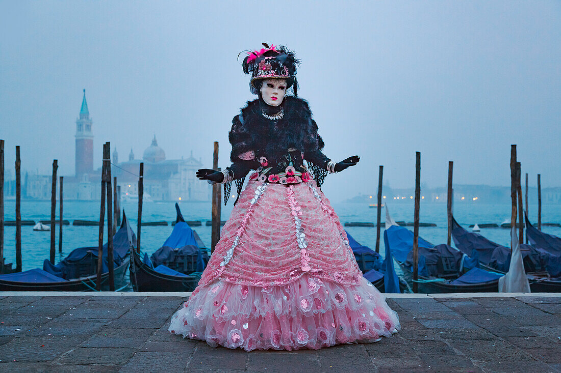 Venice Carnival masks in Riva degli Schiavoni, Venice, Veneto, Italy, Europe